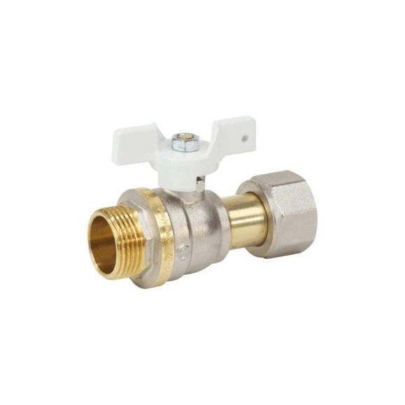 Кран шаровой латунный Aquasfera 1122 Standard никелированный, Ду15, Ру40, резьба/накидная гайка, полнопроходной, бабочка 1122-01 107-8062 Кран шаровой латунный Aquasfera 1122 Standard никелированный, Ду15, Ру40, резьба/накидная гайка, полнопроходной, бабочка 1122-01 107-8062
