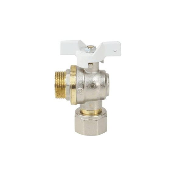 Кран шаровой латунный Aquasfera 1123 Standard никелированный, Ду15, Ру40, резьба/накидная гайка, угловой, бабочка 1123-01 107-8054 Кран шаровой латунный Aquasfera 1123 Standard никелированный, Ду15, Ру40, резьба/накидная гайка, угловой, бабочка 1123-01 107-8054