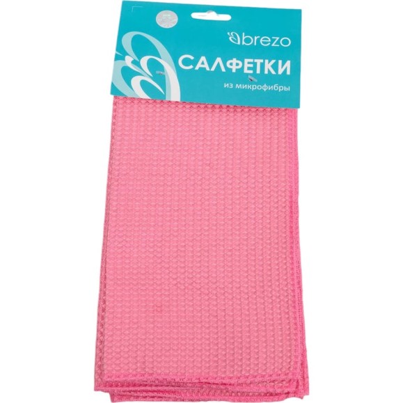 Вафельные салфетки BREZO микрофибра, цвет розовый, 3 шт., арт. 95412 Вафельные салфетки BREZO микрофибра, цвет розовый, 3 шт., арт. 95412