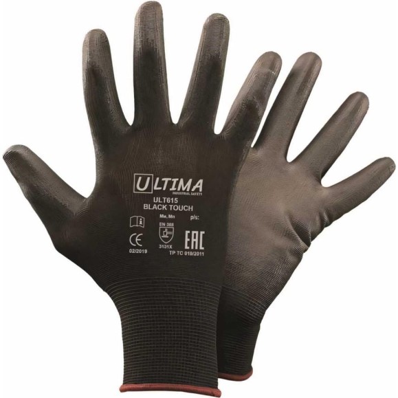 Нейлоновые перчатки с полиуретановым покрытием ULTIMA BLACK TOUCH черные ULT615/L Нейлоновые перчатки с полиуретановым покрытием ULTIMA BLACK TOUCH черные ULT615/L