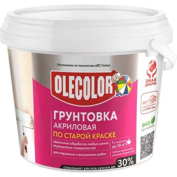 Акриловая грунтовка OLECOLOR по старой краске, 3 кг 4300004534