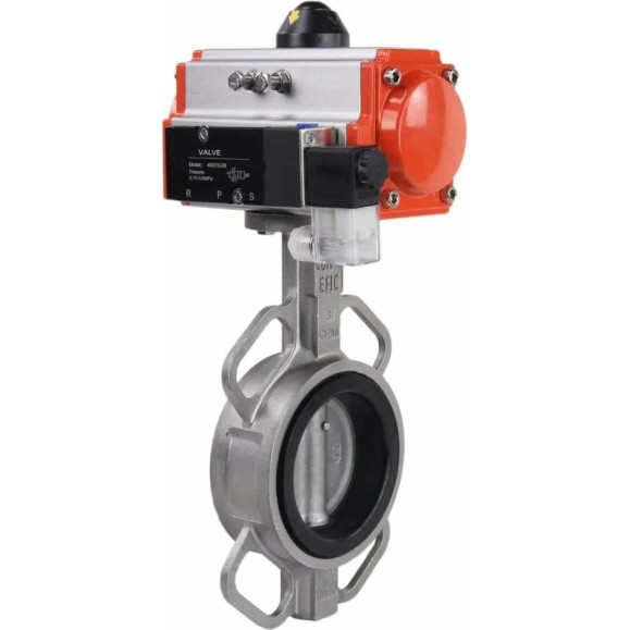 Затвор DN.ru 316L-316L-EPDM Ду200 Ру16 с пневмоприводом, пневмораспределителем D050-18851