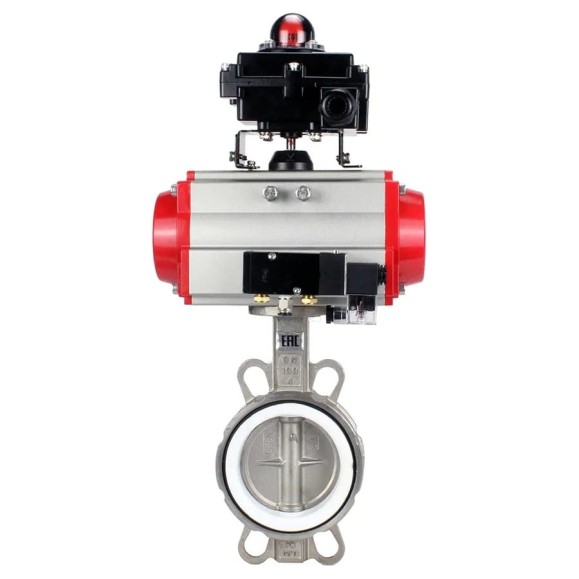 Затвор DN.ru 316L-316L-PTFE Ду250 Ру16 с пневмоприводом, пневмораспределителем, БКВ D050-19207 Затвор DN.ru 316L-316L-PTFE Ду250 Ру16 с пневмоприводом, пневмораспределителем, БКВ D050-19207