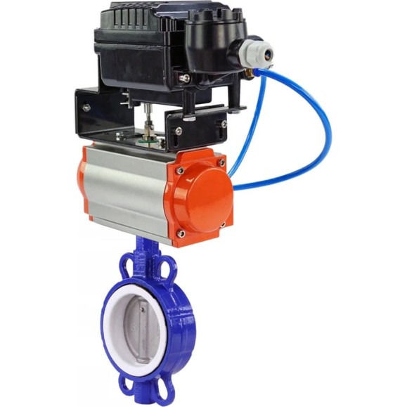 Затвор DN.ru WCB-316L-PTFE Ду65 Ру16 с пневмоприводом, пневмопозиционером D050-09685 Затвор DN.ru WCB-316L-PTFE Ду65 Ру16 с пневмоприводом, пневмопозиционером D050-09685