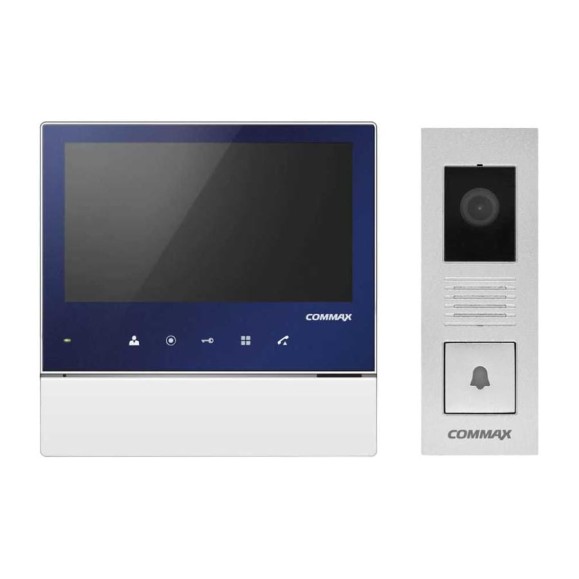 Комплект видеодомофона и вызывной панели COMMAX CDV-70H2(синий)/DRC-4PIP(серебро)