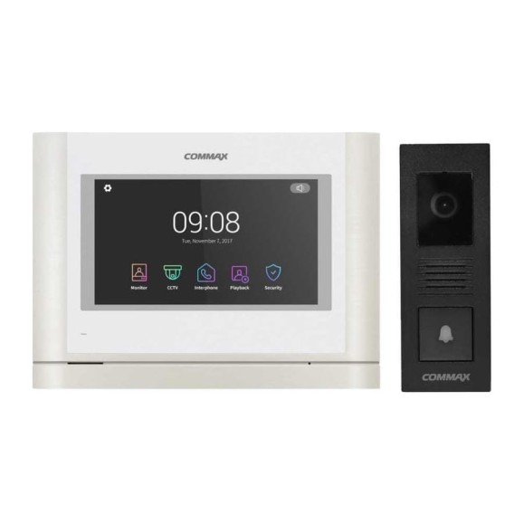 Комплект видеодомофона и вызывной панели COMMAX CDV-70MF(белый)/DRC-4PIP(черная)