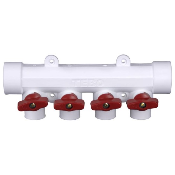 Коллектор с красными ручками TEBO PPR 32x20 4 выхода 030091213 Коллектор с красными ручками TEBO PPR 32x20 4 выхода 030091213