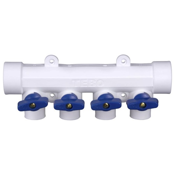 Коллектор с синими ручками TEBO PPR 32x20 4 выхода 030091214