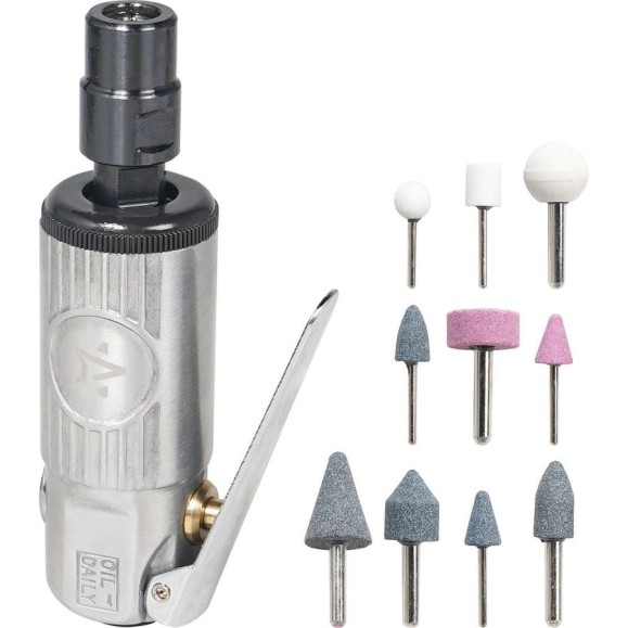 Пневматическая прямая шлифовальная машинка Airline МИНИ с оснасткой 16 предметов, кейс ATBR040 Пневматическая прямая шлифовальная машинка Airline МИНИ с оснасткой 16 предметов, кейс ATBR040