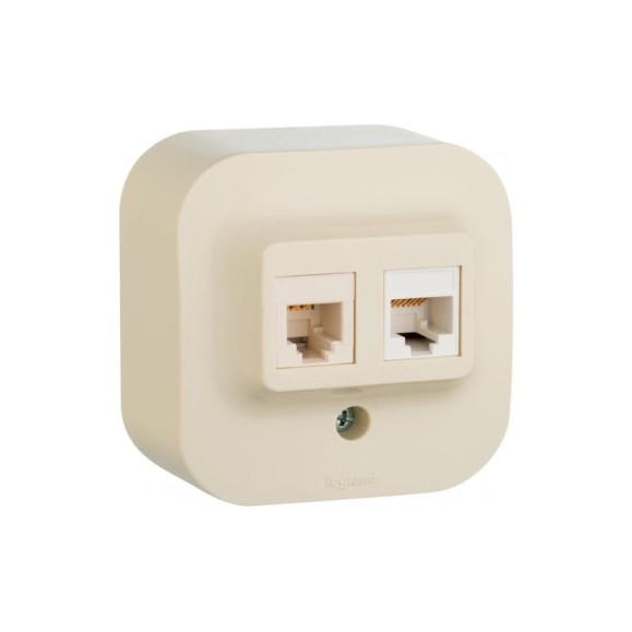Розетка двойная RJ11+RJ45 Legrand Quteo категория 5e, UTP, IP20, накладной монтаж, слоновая кость 782251 Розетка двойная RJ11+RJ45 Legrand Quteo категория 5e, UTP, IP20, накладной монтаж, слоновая кость 782251