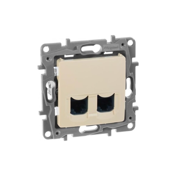 Розетка компьютерная двойная Legrand Etika RJ45, категория 6, UTP, слоновая кость 672354 Розетка компьютерная двойная Legrand Etika RJ45, категория 6, UTP, слоновая кость 672354