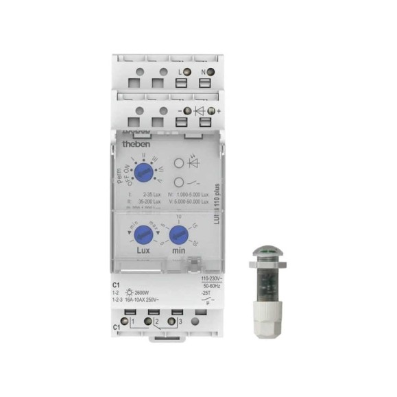 Фотореле Theben LUNA 110 plus EL, 110-230VAC, 16A, 2,6кВт, датчик врезного монтажа IP65 1100900 Фотореле Theben LUNA 110 plus EL, 110-230VAC, 16A, 2,6кВт, датчик врезного монтажа IP65 1100900
