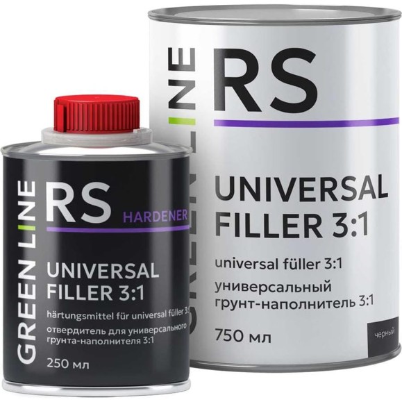Универсальный грунт-наполнитель GREEN LINE UNIVERSAL FILLER 3:1. черный, комплект 750 + 250 ml. 30RS – 750 – UF- black (комплект) Универсальный грунт-наполнитель GREEN LINE UNIVERSAL FILLER 3:1. черный, комплект 750 + 250 ml. 30RS – 750 – UF- black (комплект)
