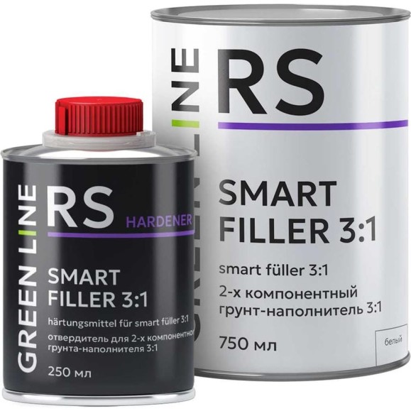 Двухкомпонентный грунт-наполнитель GREEN LINE SMART FILLER 3:1, белый, комплект 750 + 250 ml 30RS – 750 – SF - white (комплект) Двухкомпонентный грунт-наполнитель GREEN LINE SMART FILLER 3:1, белый, комплект 750 + 250 ml 30RS – 750 – SF - white (комплект)