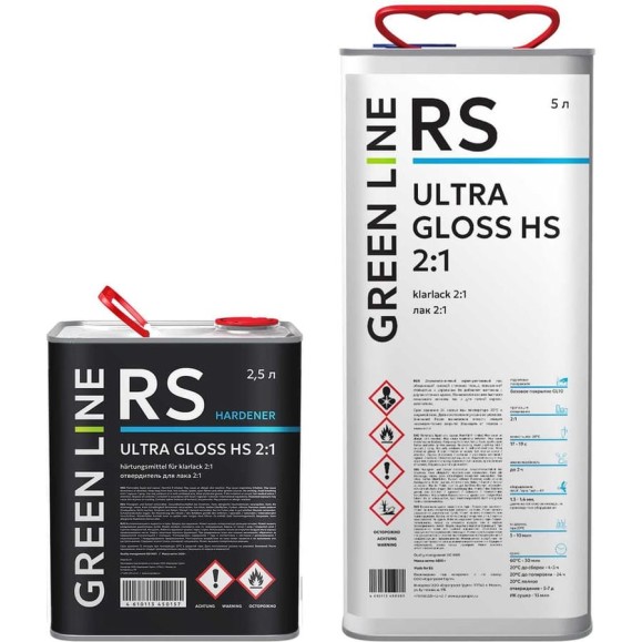 Лак GREEN LINE ULTRA GLOSS HS 2:1, комплект 5000+2500 мл 20RS – 5000 – UGHS (комплект) Лак GREEN LINE ULTRA GLOSS HS 2:1, комплект 5000+2500 мл 20RS – 5000 – UGHS (комплект)