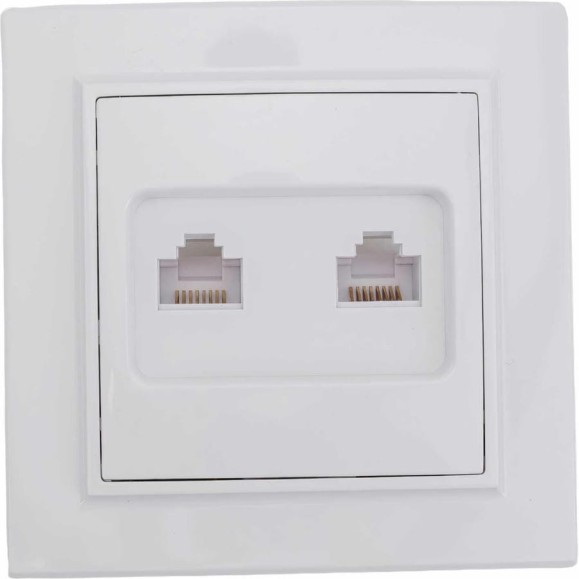Розетка EKF Минск, RJ-45, 2-местная, СП, белая ERK02-035-10 Розетка EKF Минск, RJ-45, 2-местная, СП, белая ERK02-035-10