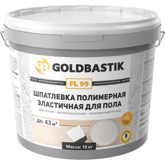 Шпатлевка полимерная эластичная GOLDBASTIK для пола, 13 кг FL 99 13 Шпатлевка полимерная эластичная GOLDBASTIK для пола, 13 кг FL 99 13