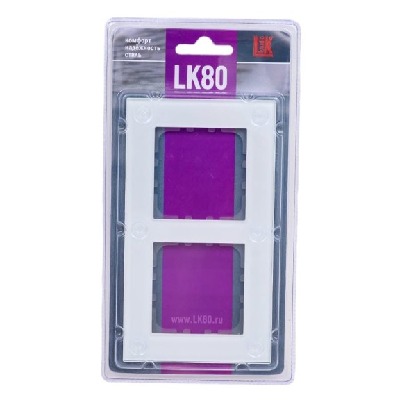 2-постовая рамка LK Studio натуральное стекло, цвет белый 844213-1 2-постовая рамка LK Studio натуральное стекло, цвет белый 844213-1