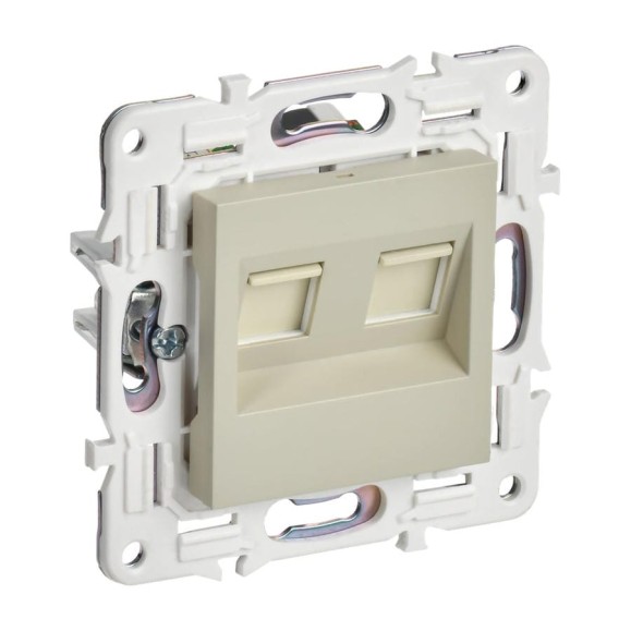 Розетка IEK SKANDY двойная TV+RJ45 кат.6E SK-A15B бежевый SK-AK20-2-K10
