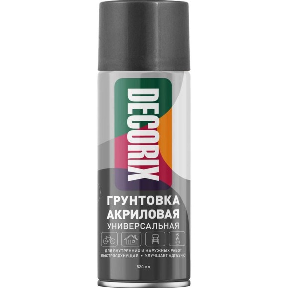 Аэрозольная акриловая грунтовка Decorix (матовая; черная; 520 мл) 0108-02 DX Аэрозольная акриловая грунтовка Decorix (матовая; черная; 520 мл) 0108-02 DX