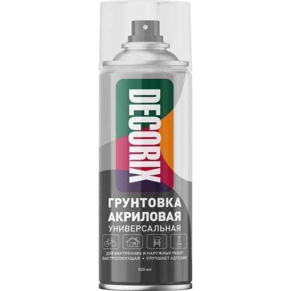 Аэрозольная акриловая грунтовка Decorix (матовая; бесцветная; 520 мл) 0108-31 DX Аэрозольная акриловая грунтовка Decorix (матовая; бесцветная; 520 мл) 0108-31 DX