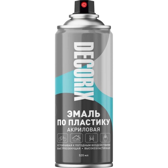 Аэрозольная эмаль по пластику Decorix (черный; глянцевый; 520 мл) 0117-01 DX