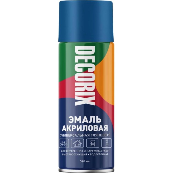 Аэрозольная акриловая эмаль Decorix (универсальная; берлинская лазурь; 520 мл) 0101-08 DX Аэрозольная акриловая эмаль Decorix (универсальная; берлинская лазурь; 520 мл) 0101-08 DX