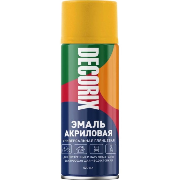 Аэрозольная акриловая эмаль Decorix (универсальная; темно-желтый; 520 мл) 0101-16 DX
