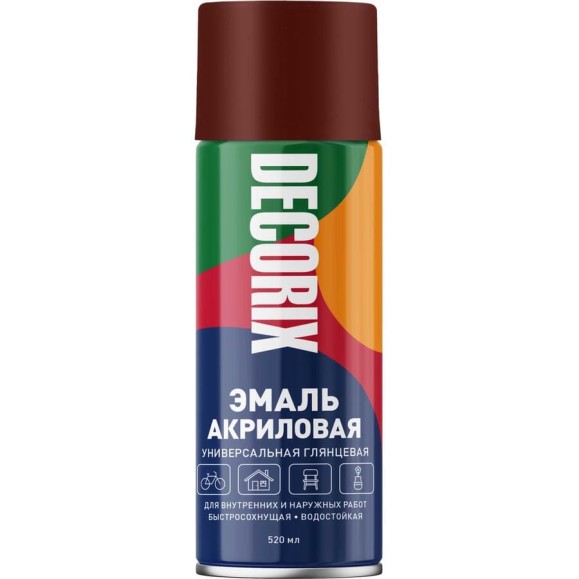 Аэрозольная акриловая эмаль Decorix (универсальная; коричневый; 520 мл) 0101-39 DX Аэрозольная акриловая эмаль Decorix (универсальная; коричневый; 520 мл) 0101-39 DX
