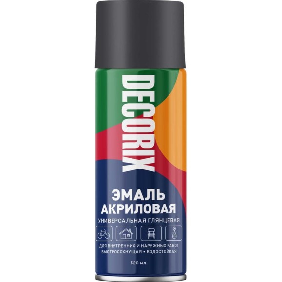 Аэрозольная акриловая эмаль Decorix (универсальная; графитовый серый; 520 мл) 0101-40 DX Аэрозольная акриловая эмаль Decorix (универсальная; графитовый серый; 520 мл) 0101-40 DX