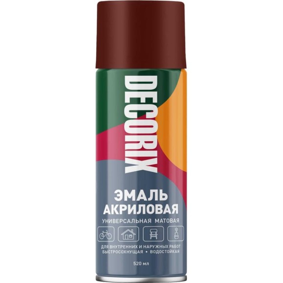 Аэрозольная эмаль Decorix универсальная, акриловая, коричневый, матовый, 520 мл 0101-46 DX