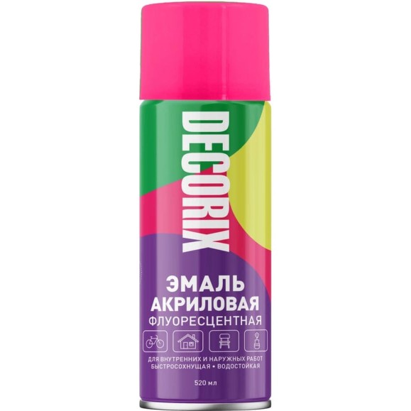 Аэрозольная эмаль Decorix (флуоресцентная; матовая; акриловая; малиновый; 520 мл) 0102-03 DX Аэрозольная эмаль Decorix (флуоресцентная; матовая; акриловая; малиновый; 520 мл) 0102-03 DX