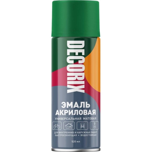 Аэрозольная акриловая эмаль Decorix (универсальная; зеленый; матовый; 520 мл) 0101-35 DX Аэрозольная акриловая эмаль Decorix (универсальная; зеленый; матовый; 520 мл) 0101-35 DX