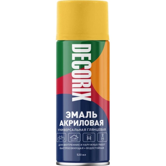 Аэрозольная акриловая эмаль Decorix (универсальная; желто-золотой; 520 мл) 0101-94 DX Аэрозольная акриловая эмаль Decorix (универсальная; желто-золотой; 520 мл) 0101-94 DX