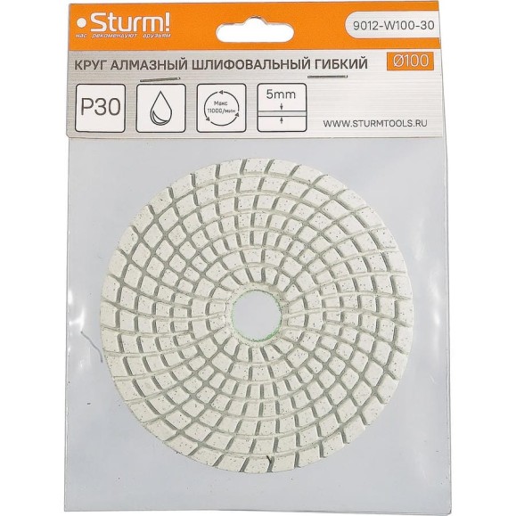 Круги шлифовальные гибкие Sturm ! 9012-W100-30 Круги шлифовальные гибкие Sturm ! 9012-W100-30