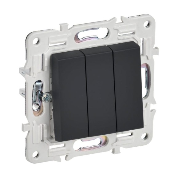 Выключатель 3-клавишный IEK SKANDY 10А SK-V11G графит SK-V30-0-10-K53 Выключатель 3-клавишный IEK SKANDY 10А SK-V11G графит SK-V30-0-10-K53