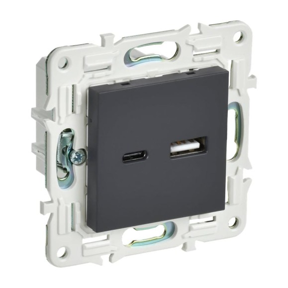 Розетка USB A+C IEK SKANDY 3,1А SK-R14G графит SK-U22-D31-K53 Розетка USB A+C IEK SKANDY 3,1А SK-R14G графит SK-U22-D31-K53