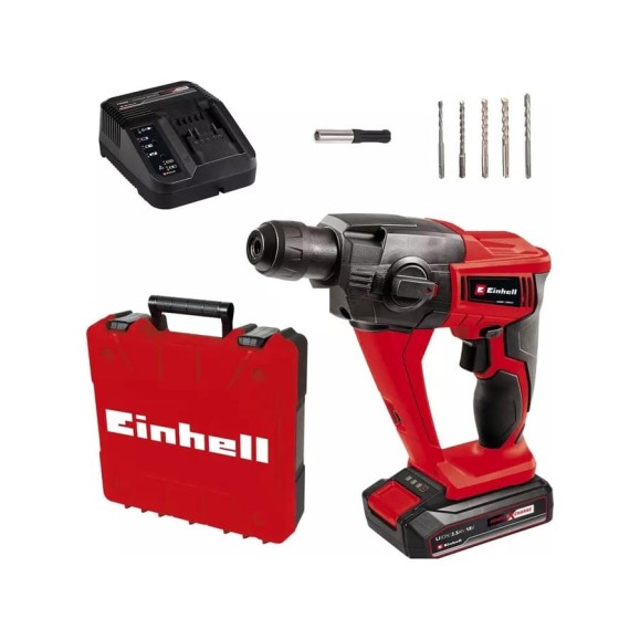 Аккумуляторный перфоратор Einhell PXC TE-HD 18 Li (1x2.5 Aч) кейс, набор буров 4514218 Аккумуляторный перфоратор Einhell PXC TE-HD 18 Li (1x2.5 Aч) кейс, набор буров 4514218