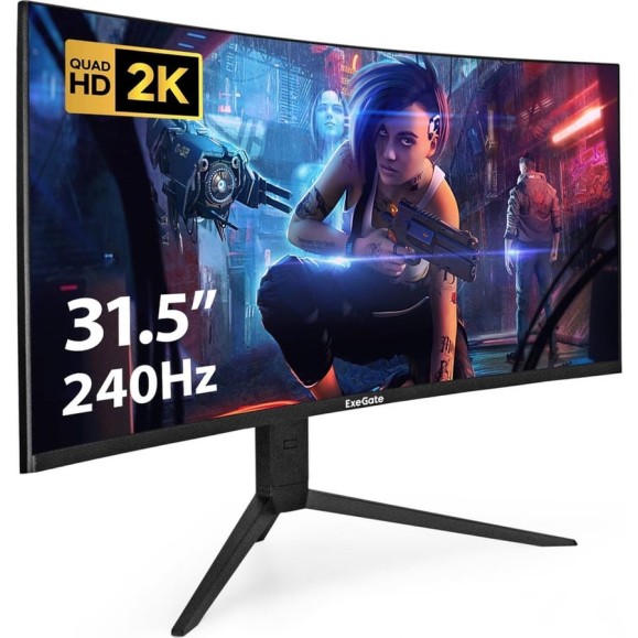 Монитор ExeGate изогнутый игровой 240 Гц 32" Combat EC3207TA VA Curved R1500 LED Grade A+, 2K, 2560x1440 240Гц WQHD , 300cd/m2, 3000:1, 178/178, 1ms, HDMI 297503