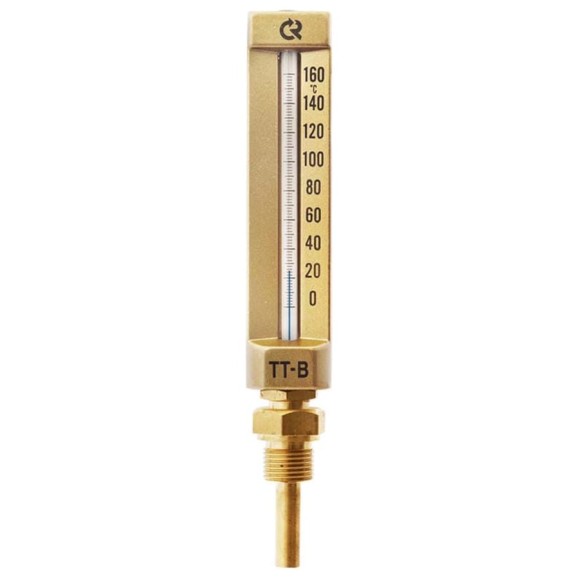 Прямой термометр РОСМА ТТ-В (0-200°C) L150, длина погружной части 100мм, резьба G1/2, жидкостный виброустойчивый с гильзой из латуни D070-01017 Прямой термометр РОСМА ТТ-В (0-200°C) L150, длина погружной части 100мм, резьба G1/2, жидкостный виброустойчивый с гильзой из латуни D070-01017