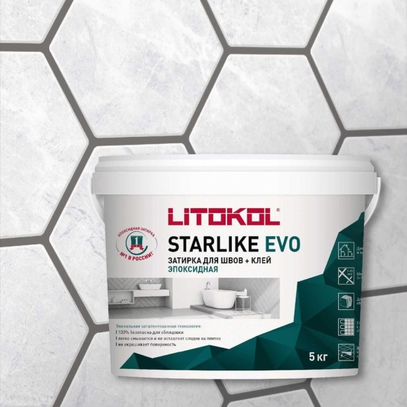 Эпоксидный состав для укладки и затирки мозаики LITOKOL STARLIKE EVO S.120 GRIGIO PIOMBO 485160004 Эпоксидный состав для укладки и затирки мозаики LITOKOL STARLIKE EVO S.120 GRIGIO PIOMBO 485160004