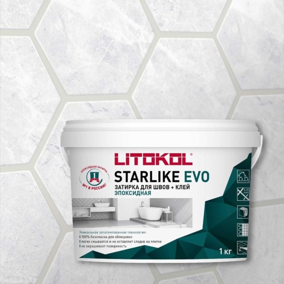 Эпоксидный состав для укладки и затирки мозаики LITOKOL STARLIKE EVO S.200 AVORIO 485210002 Эпоксидный состав для укладки и затирки мозаики LITOKOL STARLIKE EVO S.200 AVORIO 485210002