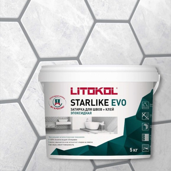 Эпоксидный состав для укладки и затирки мозаики LITOKOL STARLIKE EVO S.110 GRIGIO PERLA 485140004 Эпоксидный состав для укладки и затирки мозаики LITOKOL STARLIKE EVO S.110 GRIGIO PERLA 485140004