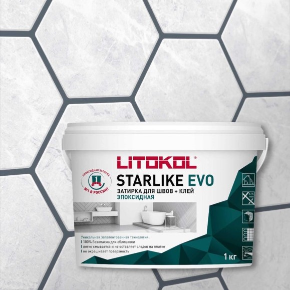 Эпоксидный состав для укладки и затирки мозаики LITOKOL STARLIKE EVO S.130 GRIGIO ARDESIA 485180002 Эпоксидный состав для укладки и затирки мозаики LITOKOL STARLIKE EVO S.130 GRIGIO ARDESIA 485180002