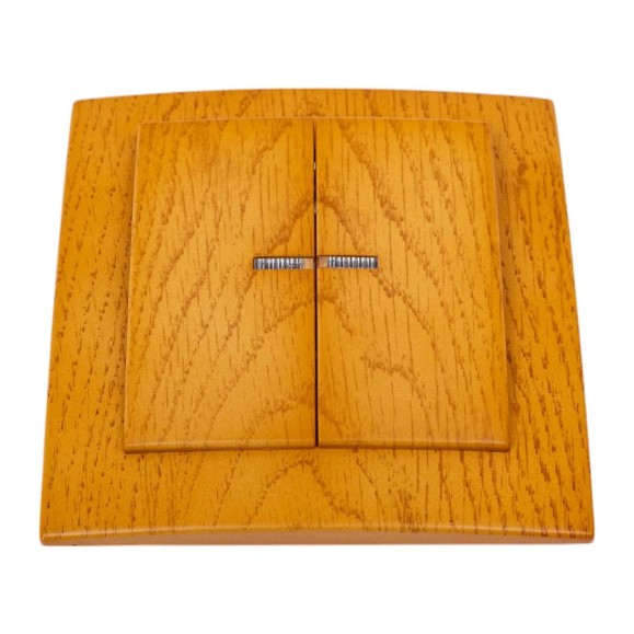 2-клавишный выключатель Nilson СУ с подсветкой, TOURAN WOOD, дуб 24251004 2-клавишный выключатель Nilson СУ с подсветкой, TOURAN WOOD, дуб 24251004