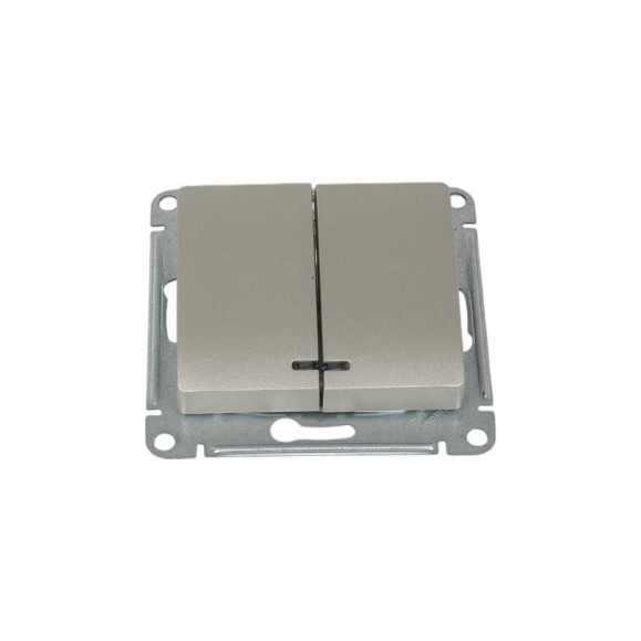 2-клавишный выключатель Systeme Electric Glossa Платина с подсветкой, сх.5а, 10AX SE GSL001253 2-клавишный выключатель Systeme Electric Glossa Платина с подсветкой, сх.5а, 10AX SE GSL001253