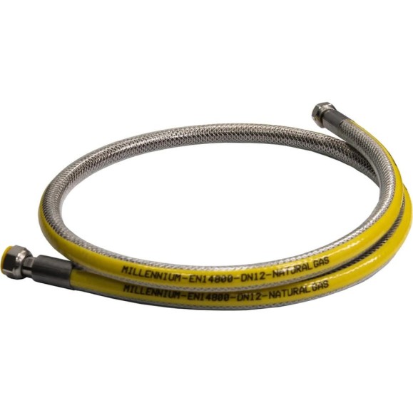 Шланг газовый сильфонный Eurogas Millennium 2 м 1/2" гайка/гайка в металлической оплётке — гибкая подводка для плиты и котла PGEF12200