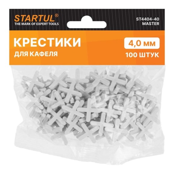 Крестики для кафеля MASTER 4 мм, 100 шт STARTUL ST4404-40 Крестики для кафеля MASTER 4 мм, 100 шт STARTUL ST4404-40