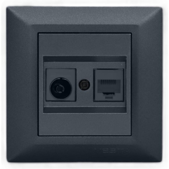 Розетка Metronex Electric Roma Grafit для сетевого кабеля LAN + TV FRZTV010102GRA Розетка Metronex Electric Roma Grafit для сетевого кабеля LAN + TV FRZTV010102GRA
