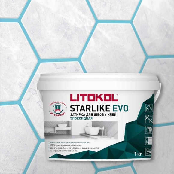 Эпоксидный состав для укладки и затирки мозаики LITOKOL STARLIKE EVO S.320 AZZURRO CARAIBI 485330002 Эпоксидный состав для укладки и затирки мозаики LITOKOL STARLIKE EVO S.320 AZZURRO CARAIBI 485330002